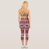 Leggings Capri Nuit, Noël, écureuils, motif vintage. (Verso)