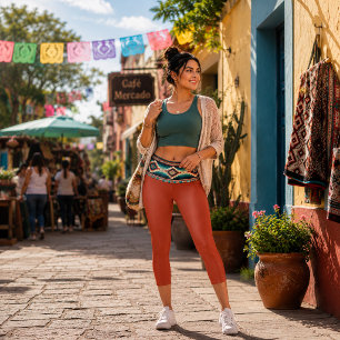 LEGGINGS CAPRI “OAXACA BAND/BLOOD ORANGE” HAUT TAILLE