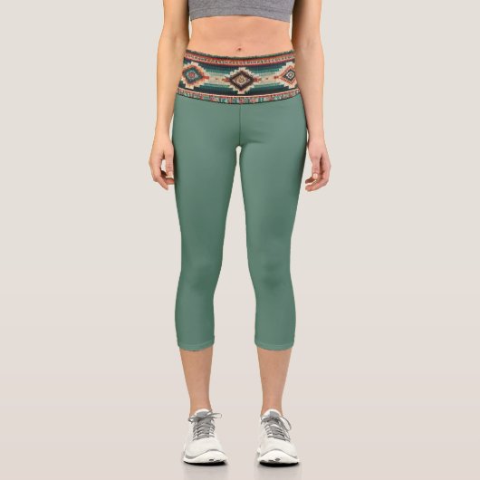 Leggings Capri “OAXACA BAND / MOSS” High-Waisted Capris (Recto)