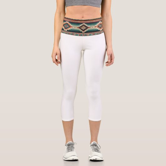 Leggings Capri “OAXACA BAND / WHITE” High-Waisted Capris  (Recto)