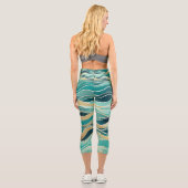 Leggings Capri Océan Abstrait moderne Turquoise Nautique Vague ma (Verso)