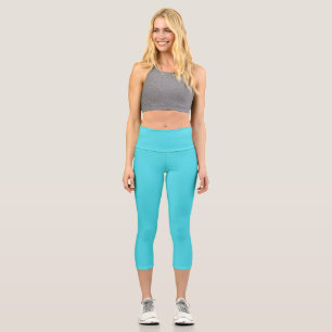 Leggings Capri Océan bleu aqua couleur uni