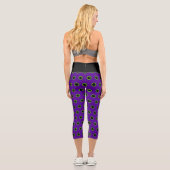 Leggings Capri Oeil de monstre vert et violet amusant (Verso)