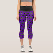 Leggings Capri Oeil de monstre vert et violet amusant (Recto)