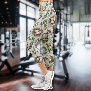 Leggings Capri Œufs de Pâques Vert Sauge Simple Nid de Lavande
