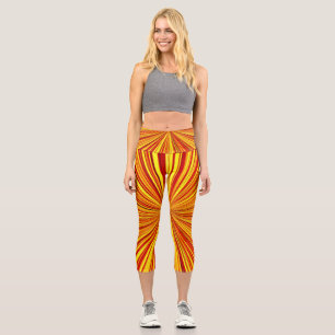 Leggings Capri OEuvres de feu d'or au design géométrique