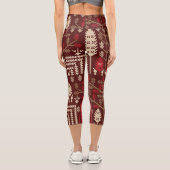 Leggings Capri Oiseaux Fleurs Motif bleu foncé (Verso)