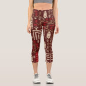 Leggings Capri Oiseaux Fleurs Motif bleu foncé (Recto)