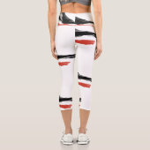 Leggings Capri Oiseaux Venteux Noirs et Rouges (Verso)