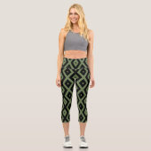 Leggings Capri Olive green and black diamond pattern (Recto)