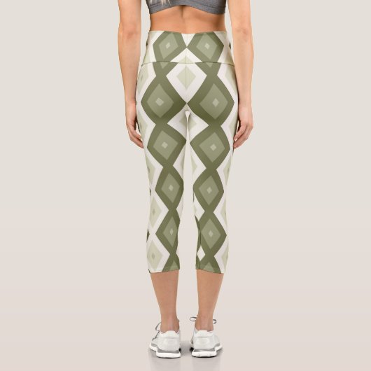 Leggings Capri Olive green diamond pattern (Verso)