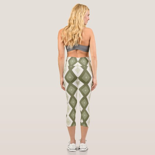 Leggings Capri Olive green diamond pattern (Verso)