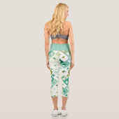 Leggings Capri Olive Green Turquoise bleu ivoire Mosaic Art Motif (Verso)