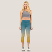 Leggings Capri Ombre Chic En Gris Turquoise Et Moutard (Recto)