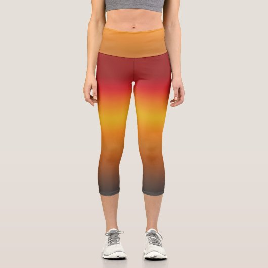 Leggings Capri Ombre jaune rouge orange rouge vibrant (Recto)