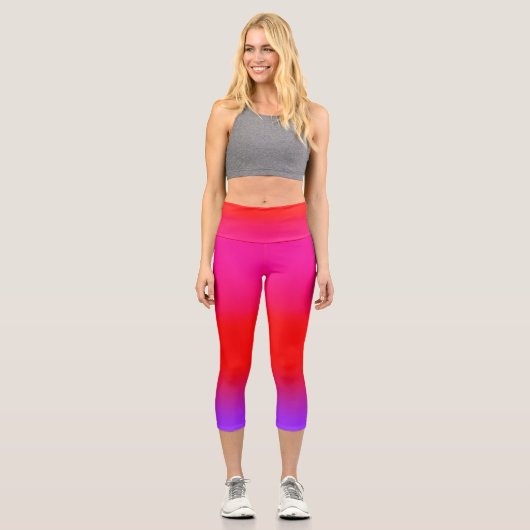 Leggings Capri Ombre rouge violet magenta Festive (Recto)