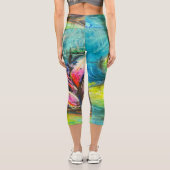 Leggings Capri Ondes de calme fleuries (Verso)