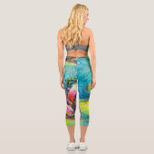 Leggings Capri Ondes de calme fleuries (Verso)