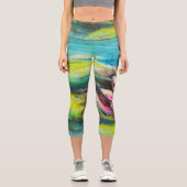 Leggings Capri Ondes de calme fleuries (Recto)