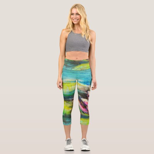 Leggings Capri Ondes de calme fleuries (Recto)