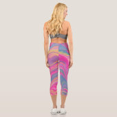 Leggings Capri Ondes roses, bleues et jaunes (Verso)