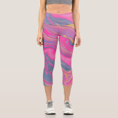 Leggings Capri Ondes roses, bleues et jaunes (Recto)
