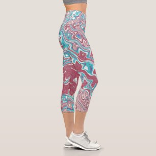 Leggings Capri Ondes rouges et bleues