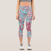 Leggings Capri Ondes rouges et bleues (Recto)