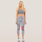 Leggings Capri Ondes rouges et bleues (Recto)