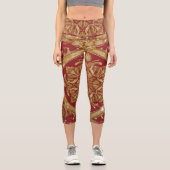 Leggings Capri Opulent Golden Red Ornate: Studio & Gym Regal Acti (Recto)
