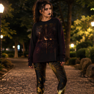 Leggings Capri Or Astrologie Phases Lunaires Or Céleste Noir & Or