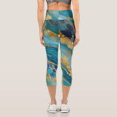 Leggings Capri Or Teinté de Vert-Bleu Marbré (Verso)
