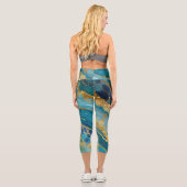 Leggings Capri Or Teinté de Vert-Bleu Marbré (Verso)