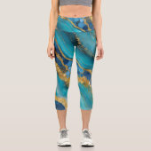 Leggings Capri Or Teinté de Vert-Bleu Marbré (Recto)