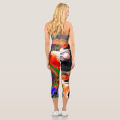 Leggings Capri Orange, Bleu, Vert, Black Digital Fluid Art (Verso)
