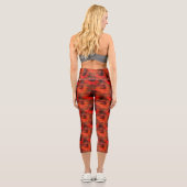 Leggings Capri Orange Daisy Flower Nature Motif (Verso)
