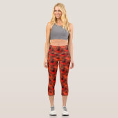Leggings Capri Orange Daisy Flower Nature Motif (Recto)