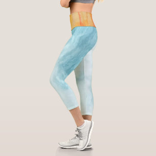 Leggings Capri Orange Et Abstrait