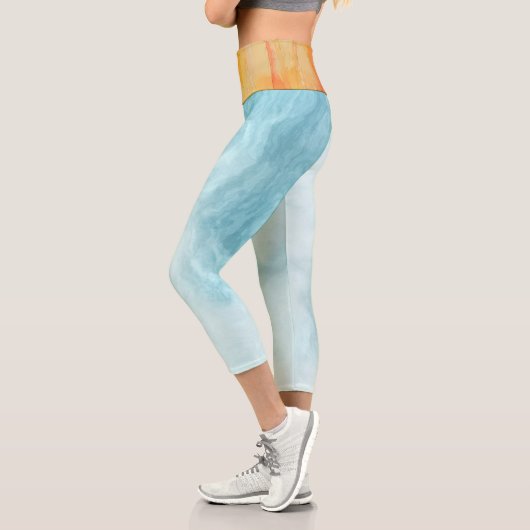 Leggings Capri Orange Et Abstrait (Gauche)