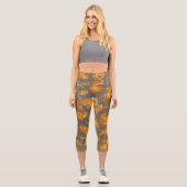 Leggings Capri Orange Mustard Navy Turquoise rayé (Recto)