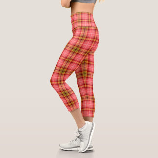 Leggings Capri Orange Pink Tartan
