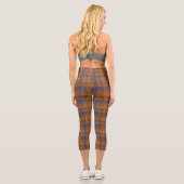 Leggings Capri Orange Purple Checker Abstract Pattern (Verso)