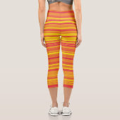 Leggings Capri Orange rouge jaune rayures (Verso)