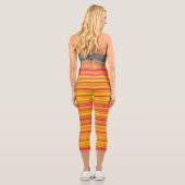 Leggings Capri Orange rouge jaune rayures (Verso)