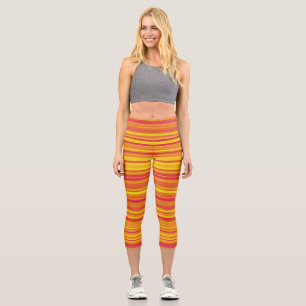 Leggings Capri Orange rouge jaune rayures
