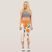 Leggings Capri Oranges Abstraites Jambes de Capri Gris Botanique (Recto)