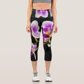 Leggings Capri Orchidée blanche et violette (Recto)