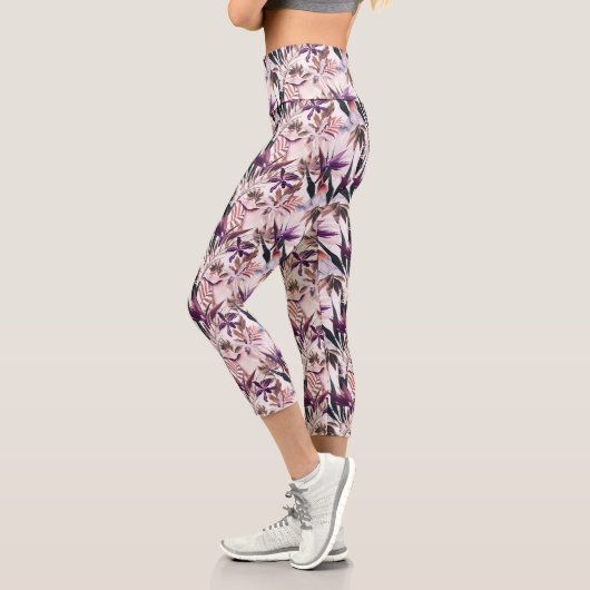 Leggings Capri Orchidées violettes (Gauche)