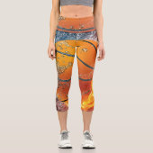 Leggings Capri Oreiller de lancer de basket enflammé (Recto)