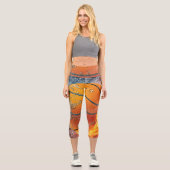 Leggings Capri Oreiller de lancer de basket enflammé (Recto)